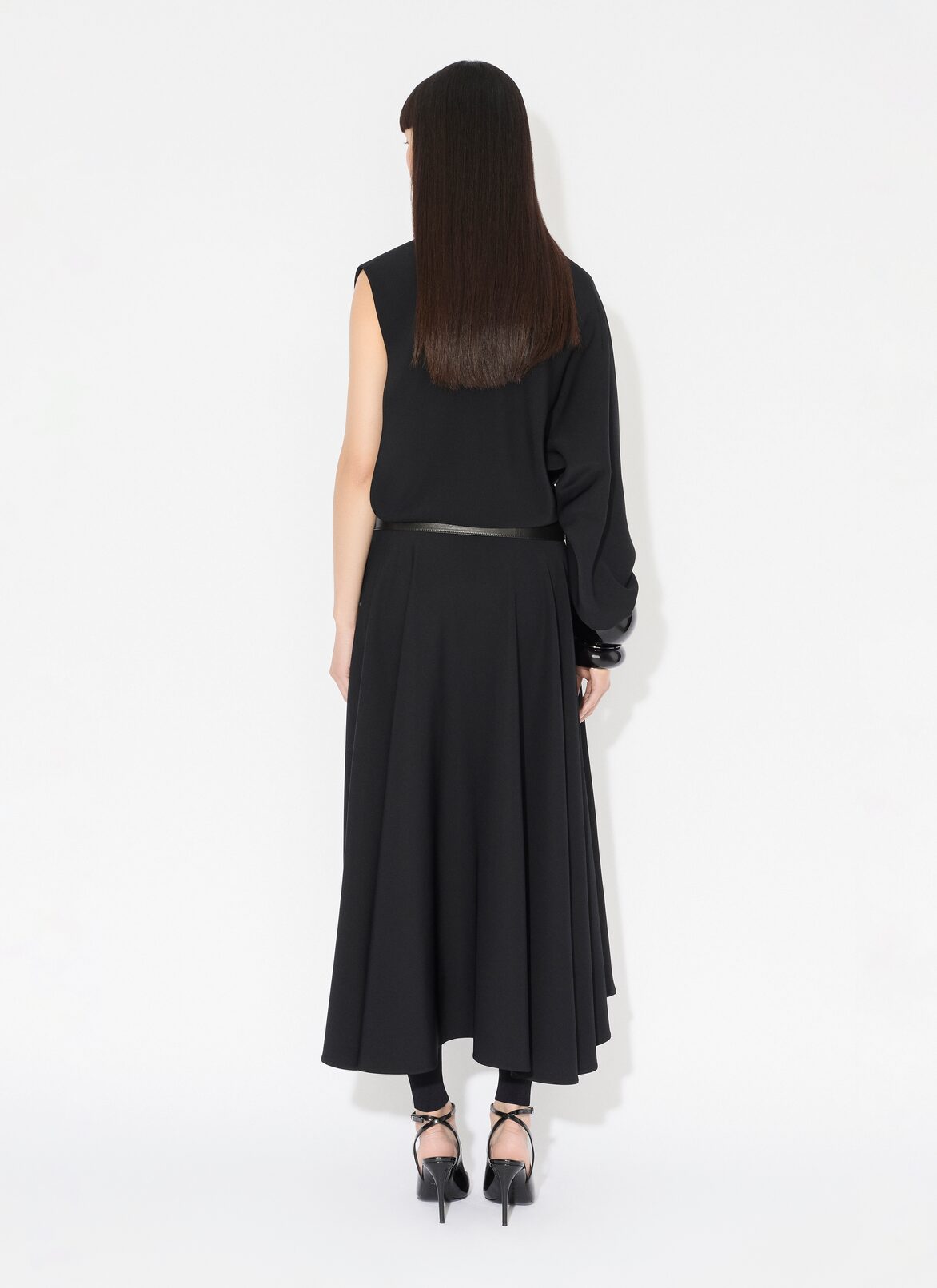 ストレッチキャディ製 ベルト付きドレス  ALAÏA ブラック ストレッチキャディ製 ベルト付きドレス
